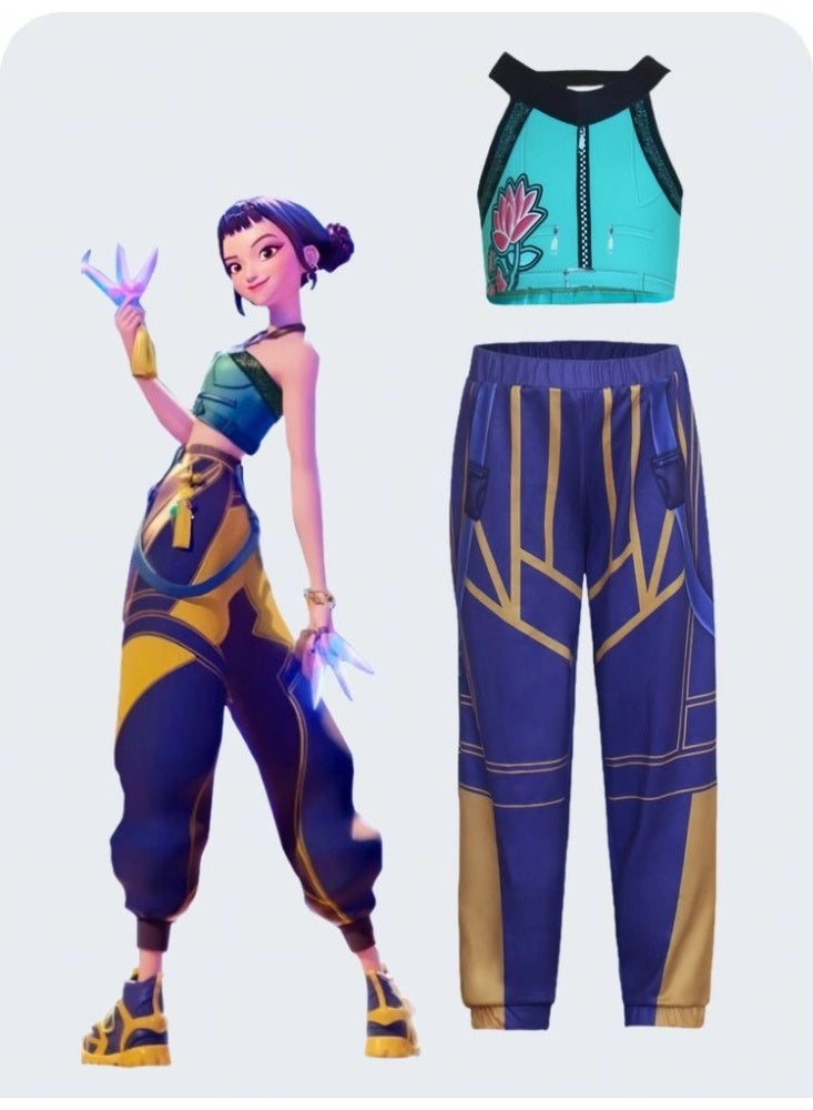 JAYATO Halloween K-POP Demon Hunters Team Cosplay Costume, Zoey Anime Costume - (Top + Pants) 130 cm for Girls, Birthday Gifts - Image 1